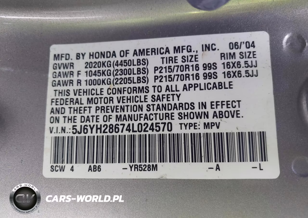 2004 Honda Element Ex VIN:5J6YH28674L024570 - 9
