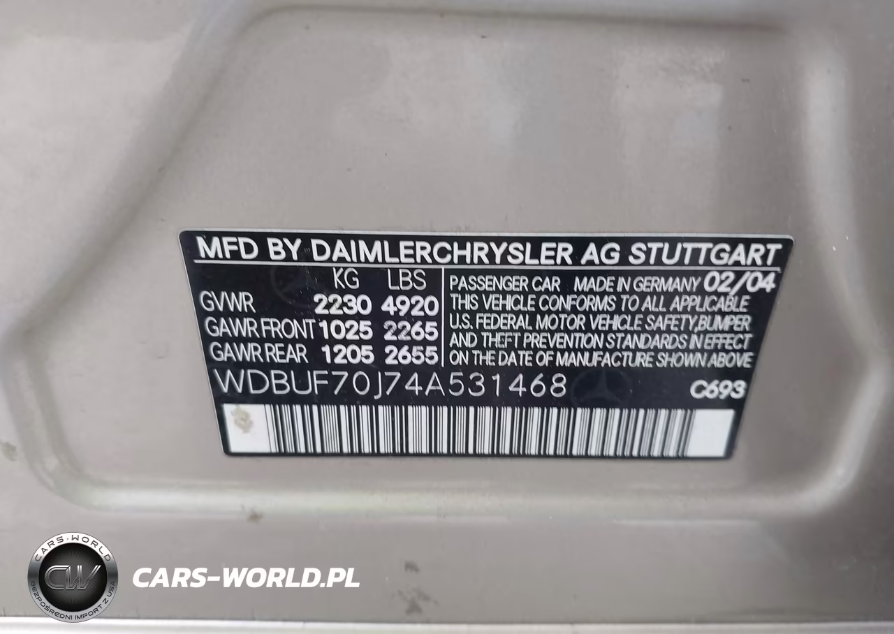 2004 Mercedes-Benz E 500 VIN:WDBUF70J74A531468 - 9