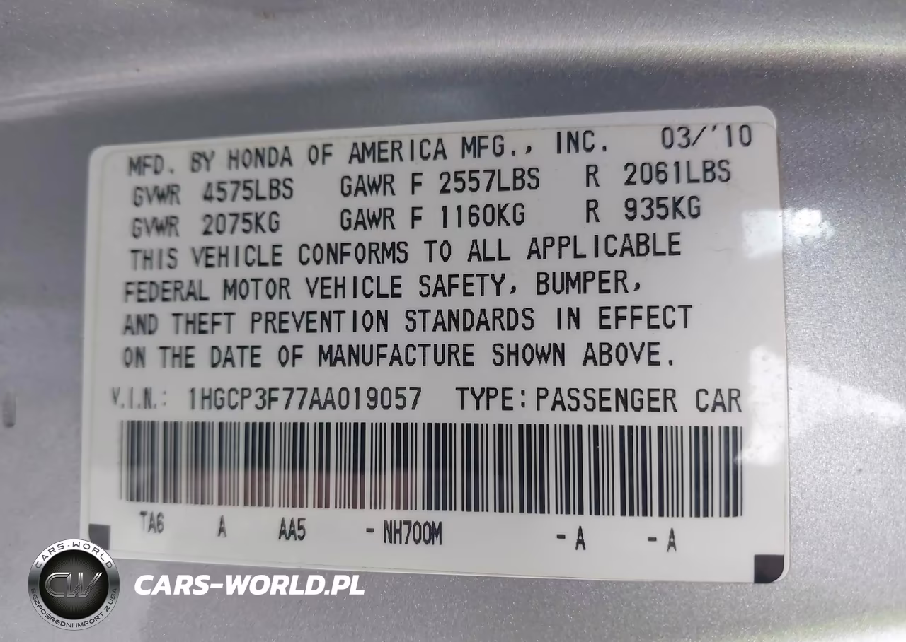 2010 Honda Accord 3.5 Ex VIN:1HGCP3F77AA019057 - 9