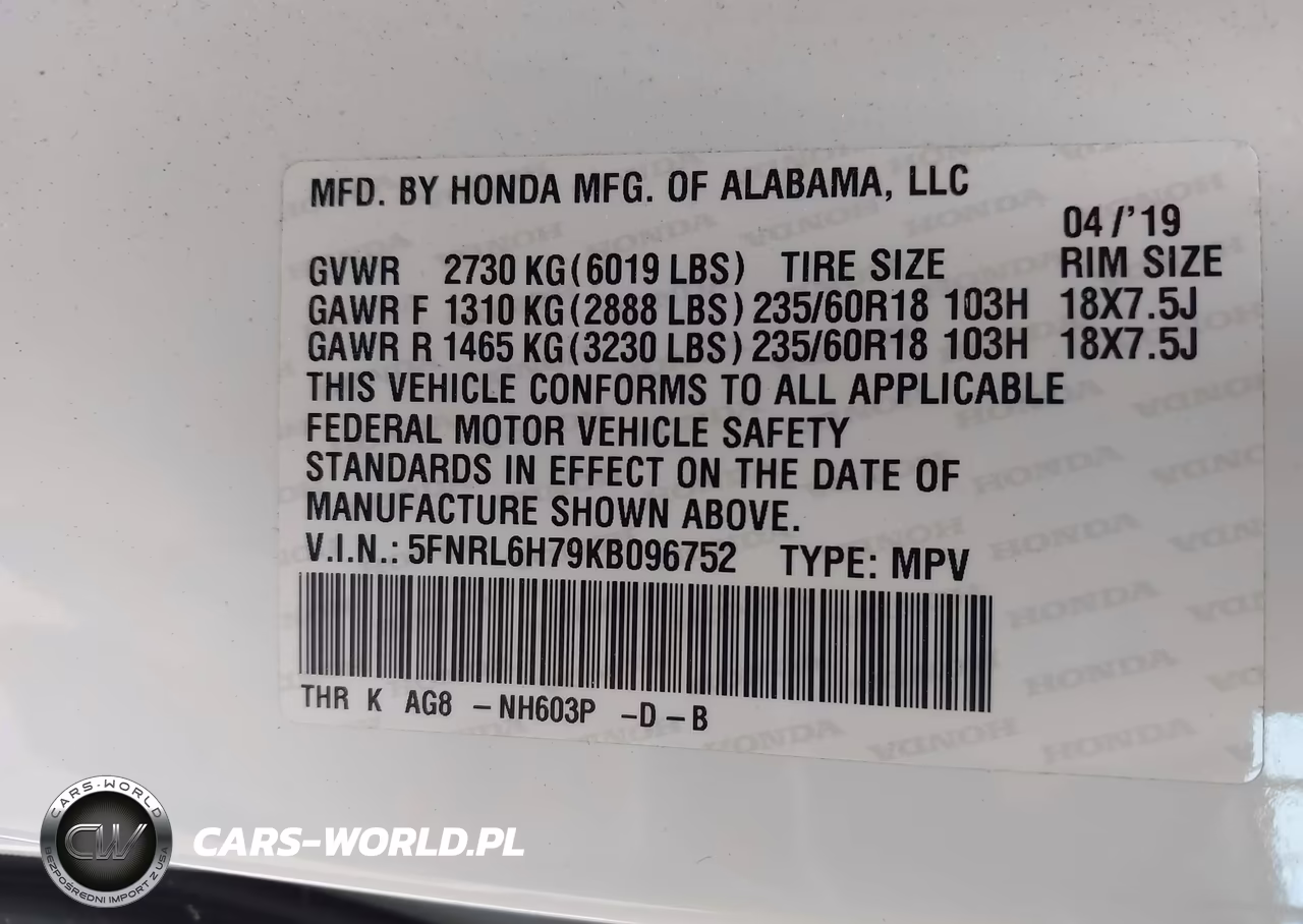 2019 Honda Odyssey Ex-L VIN:5FNRL6H79KB096752 - 9