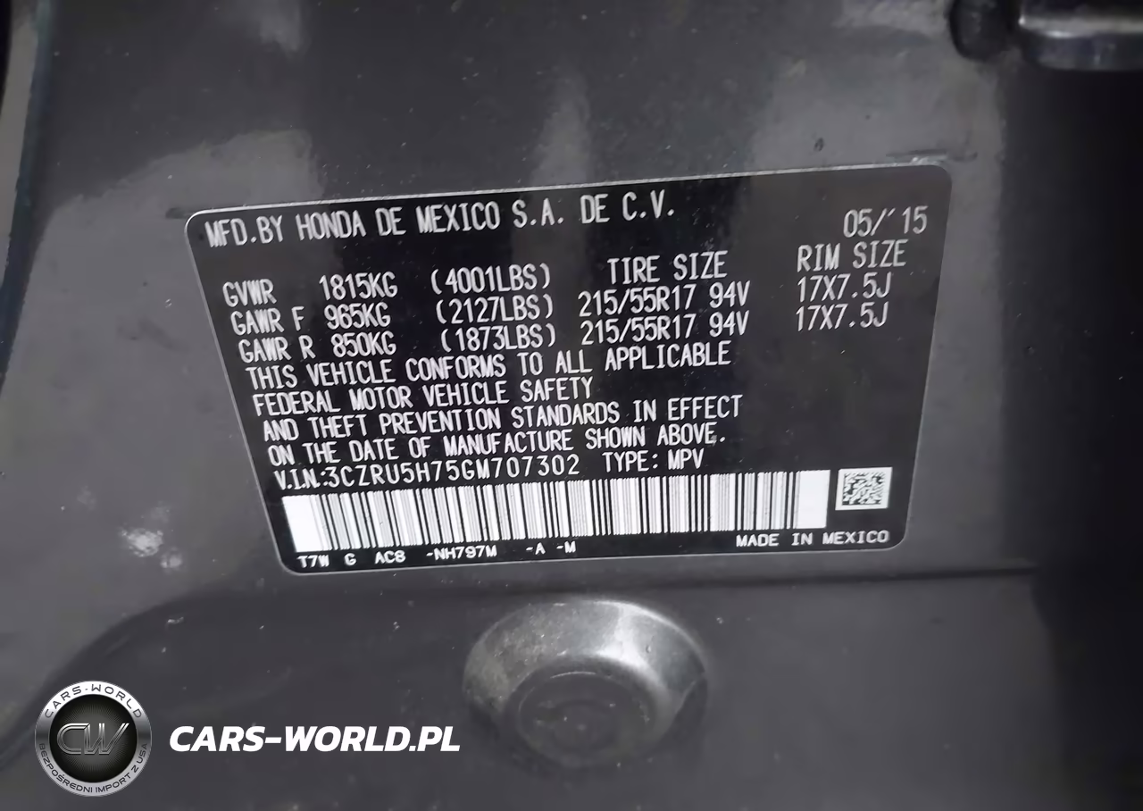 2016 Honda Hr-V Ex-L VIN:3CZRU5H75GM707302 - 9