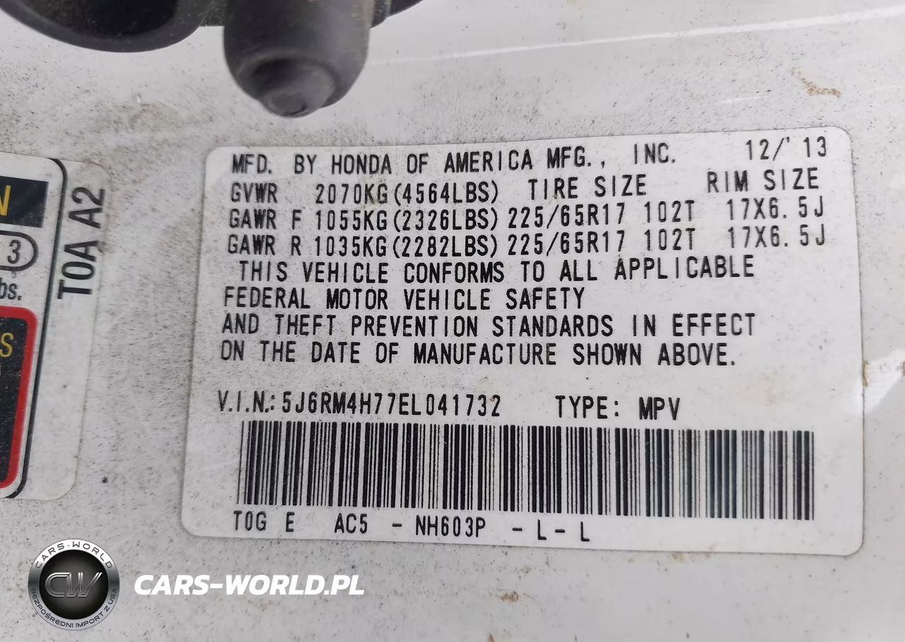 2014 Honda Cr-V Ex-L VIN:5J6RM4H77EL041732 - 9