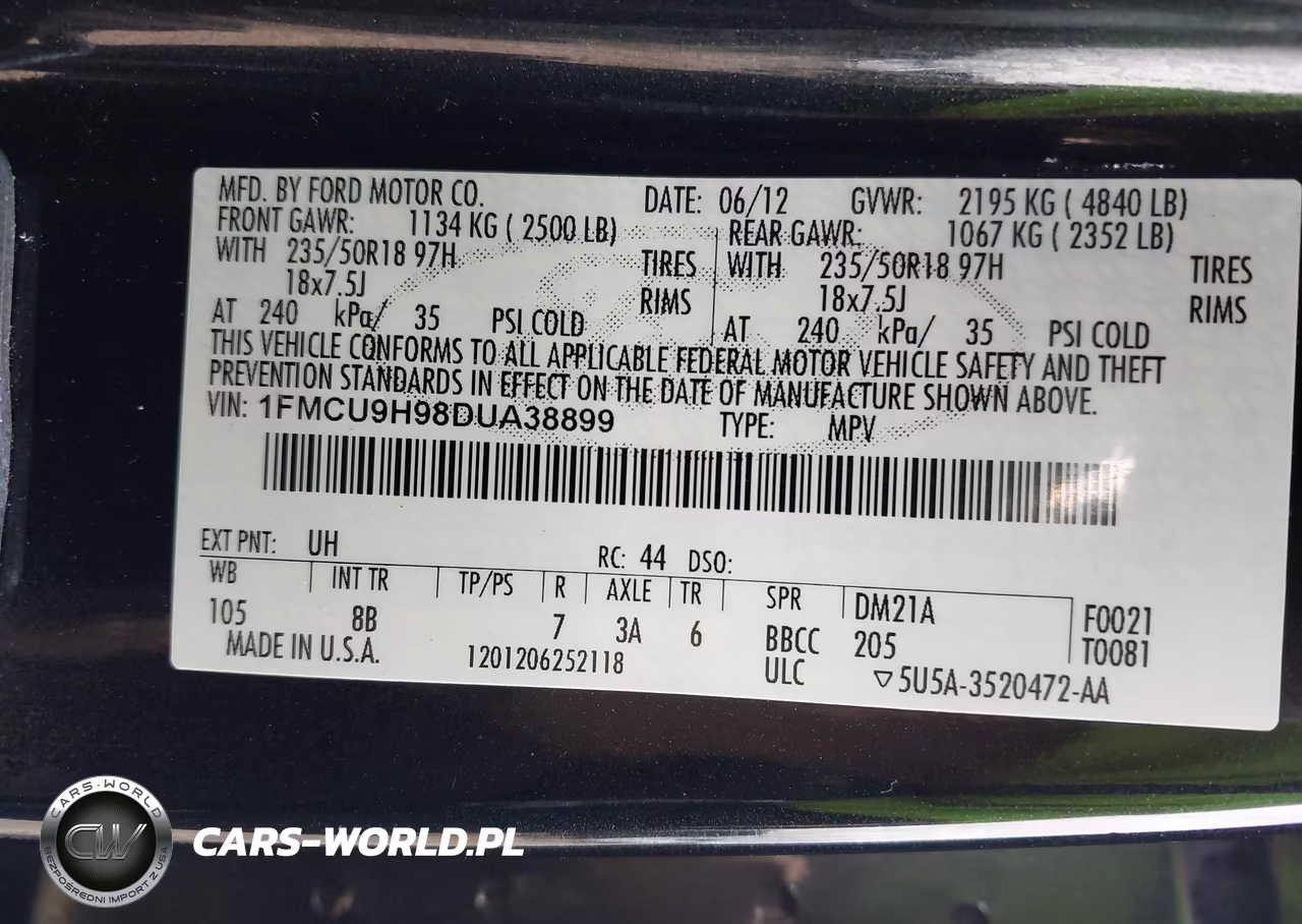 2013 Ford Escape Sel VIN:1FMCU9H98DUA38899 - 9