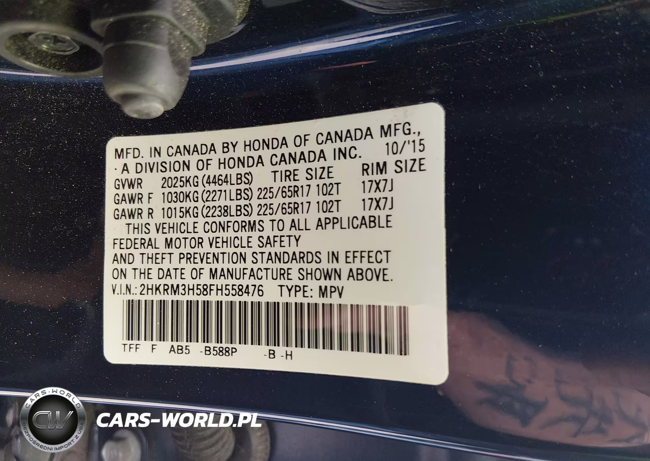 2015 Honda Cr-V Ex VIN:2HKRM3H58FH558476 - 9