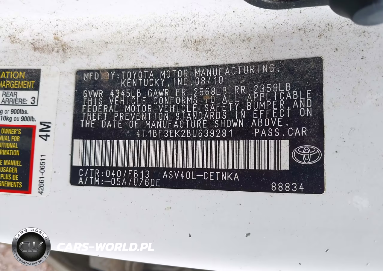 2011 Toyota Camry VIN:4T1BF3EK2BU639281 - 9