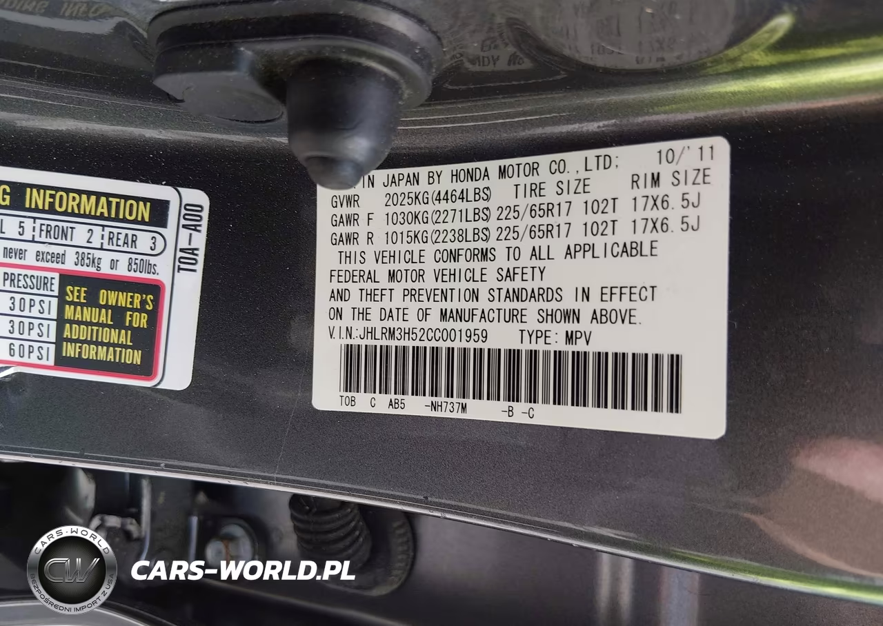 2012 Honda Cr-V Ex VIN:JHLRM3H52CC001959 - 9