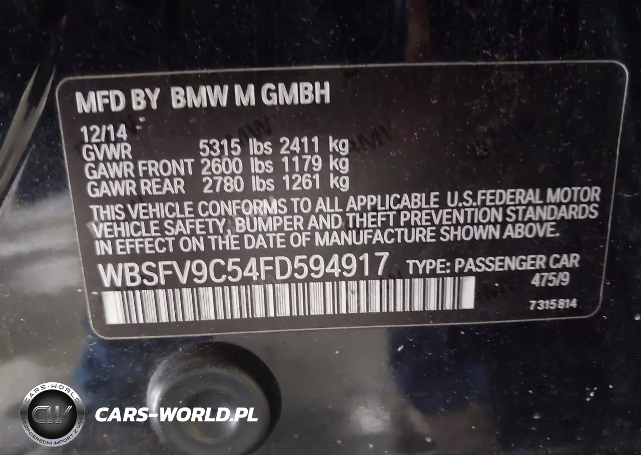 2015 BMW M5 VIN:WBSFV9C54FD594917 - 9