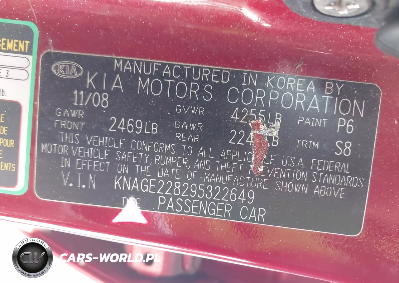 2009 Kia Optima Lx VIN:KNAGE228295322649 - 9