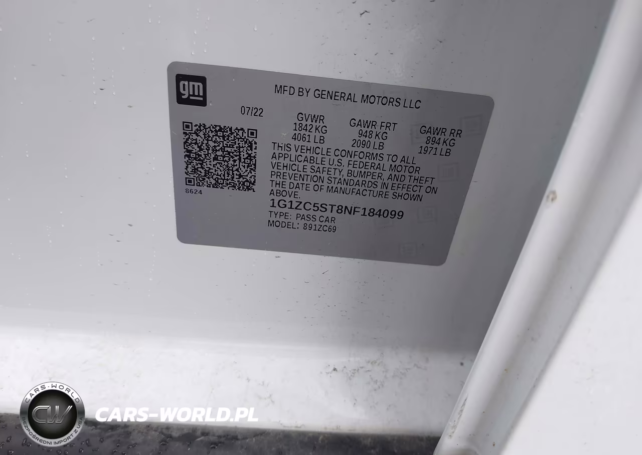 2022 Chevrolet Malibu Fwd 1Fl VIN:1G1ZC5ST8NF184099 - 9