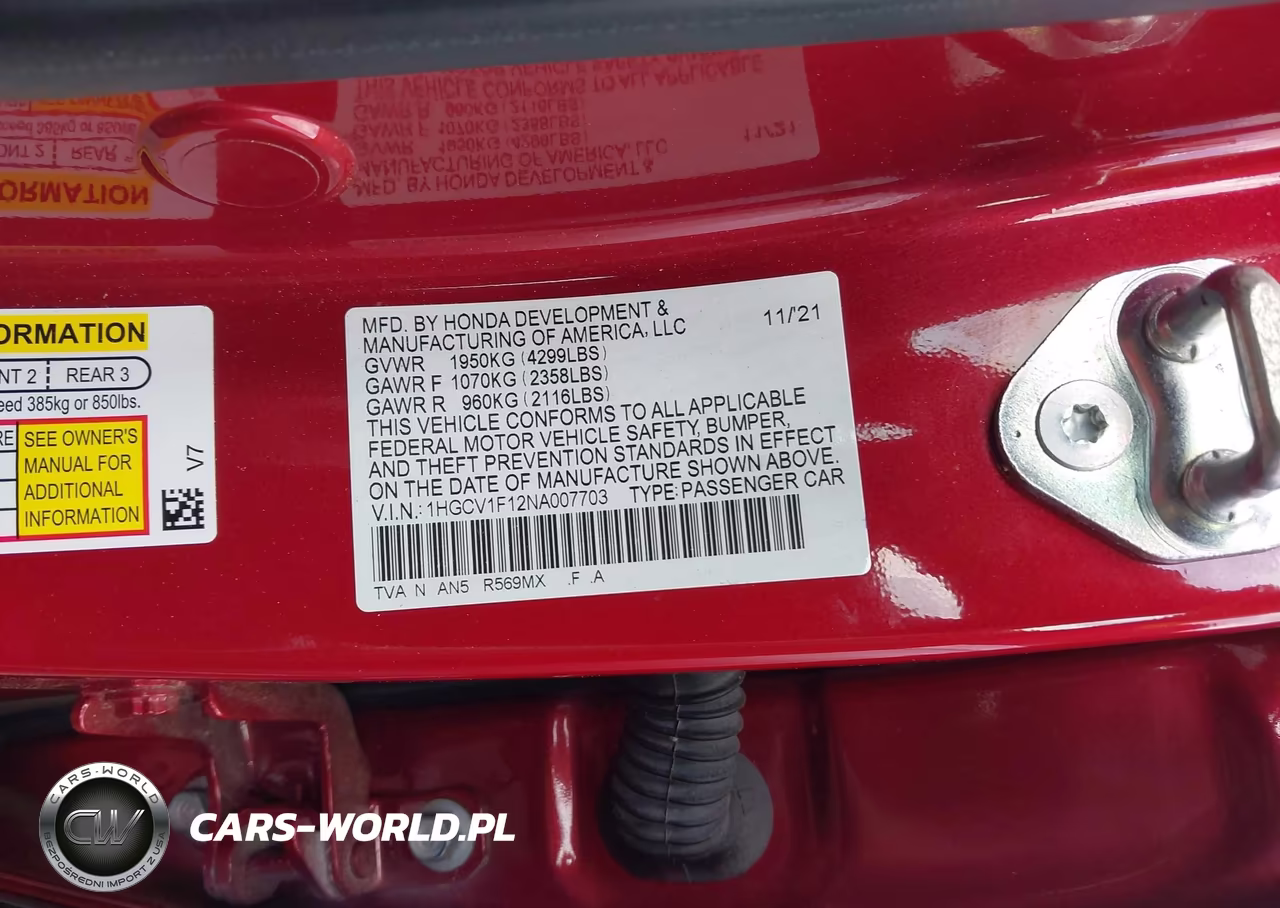 HONDA ACCORD LX VIN:1HGCV1F12NA007703 - 9