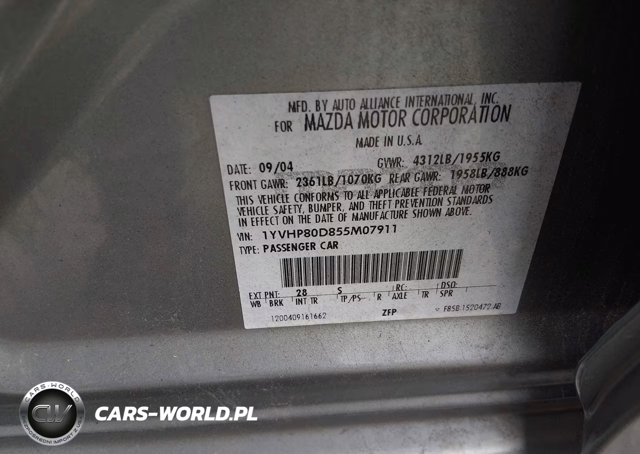 2005 Mazda Mazda6 S Sport VIN:1YVHP80D855M07911 - 9