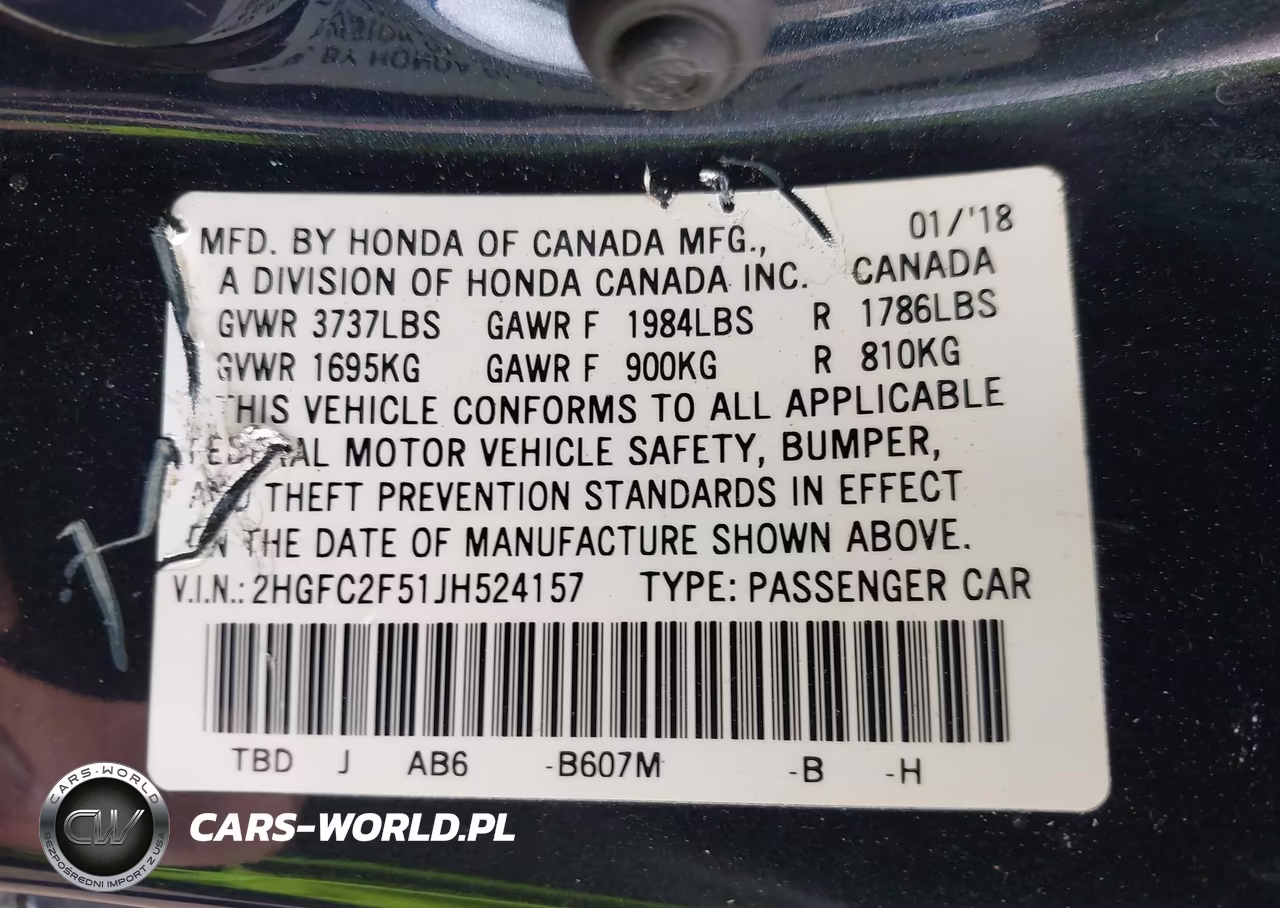2018 Honda Civic Lx VIN:2HGFC2F51JH524157 - 9
