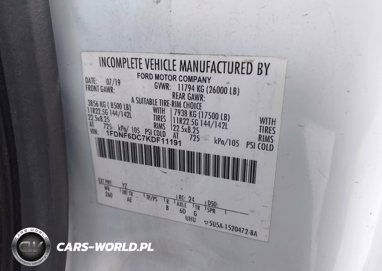 2019 Ford F-650 Diesel VIN:1FDNF6DC7KDF11191 - 8
