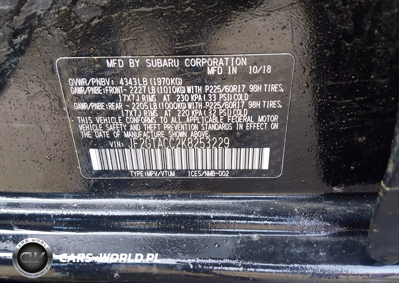 2019 Subaru Crosstrek 2.0I Premium VIN:JF2GTACC2K8253229 - 9