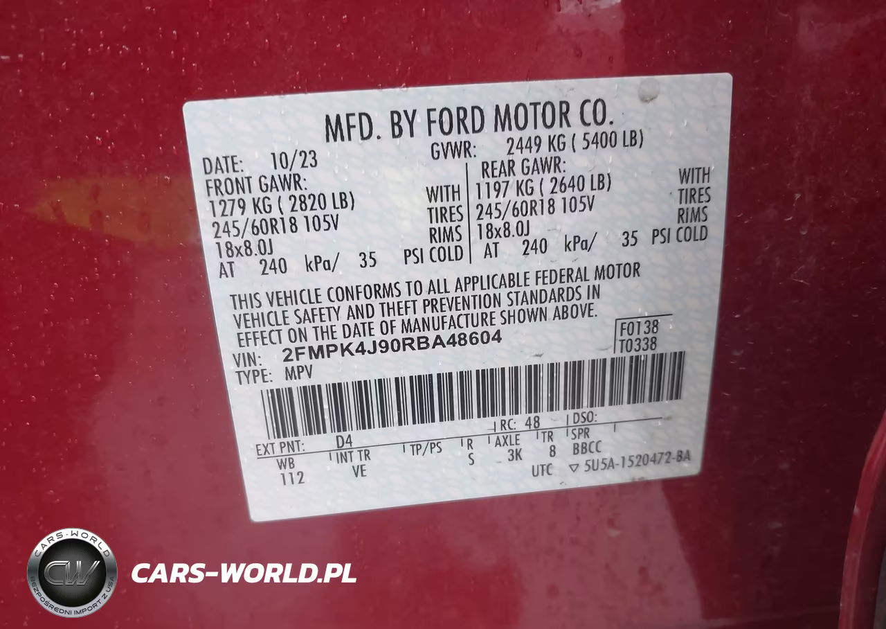 2024 Ford Edge Sel VIN:2FMPK4J90RBA48604 - 9
