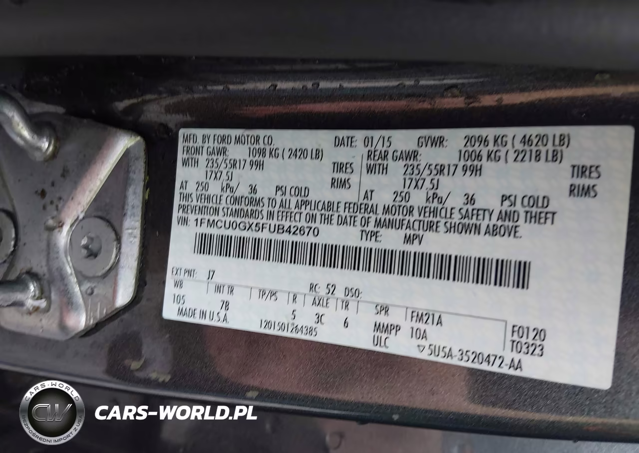 2015 Ford Escape Se VIN:1FMCU0GX5FUB42670 - 9