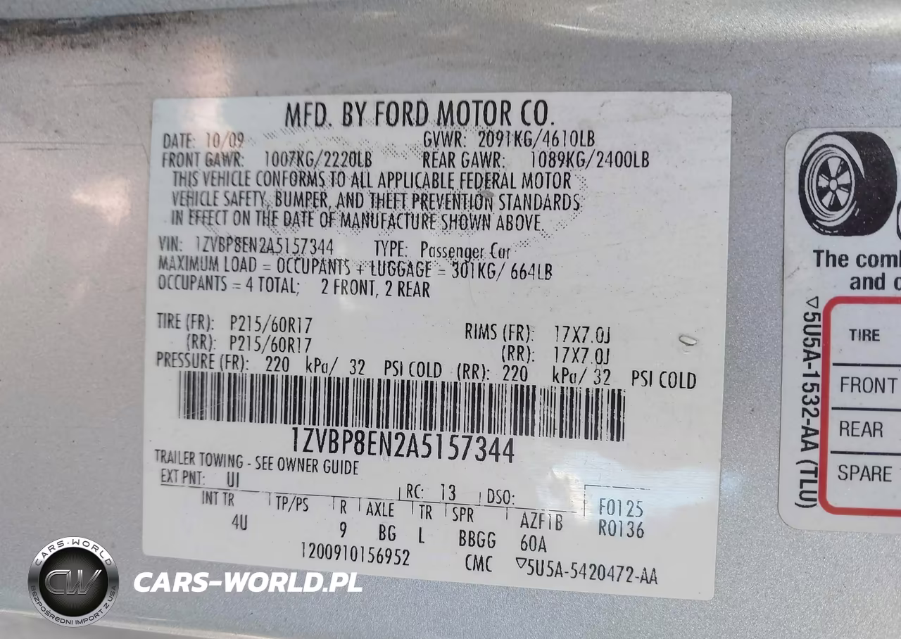 2010 Ford Mustang V6-V6 Premium VIN:1ZVBP8EN2A5157344 - 9