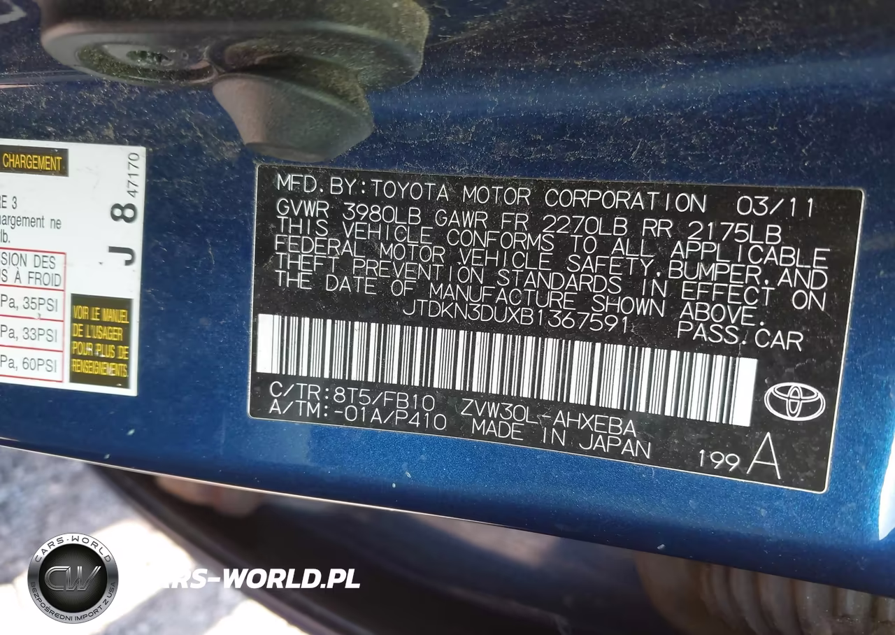 2011 Toyota Prius Two VIN:JTDKN3DUXB1367591 - 9