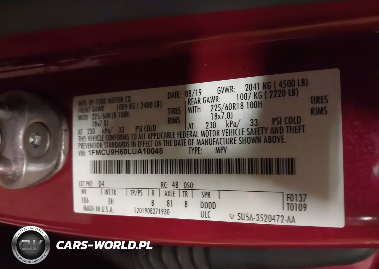 2020 Ford Escape Sel VIN:1FMCU9H60LUA10048 - 9