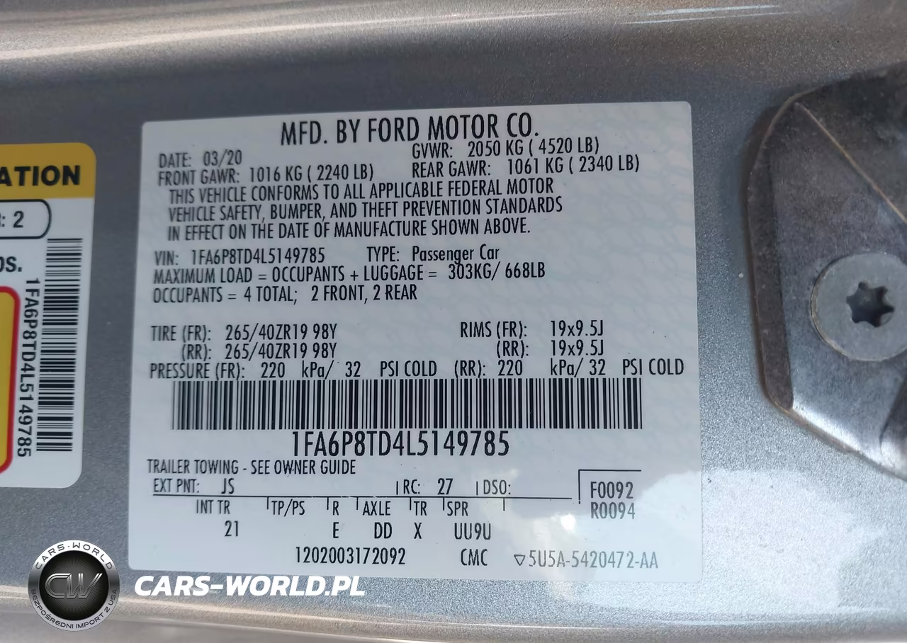 2020 Ford Mustang Ecoboost Fastback VIN:1FA6P8TD4L5149785 - 9