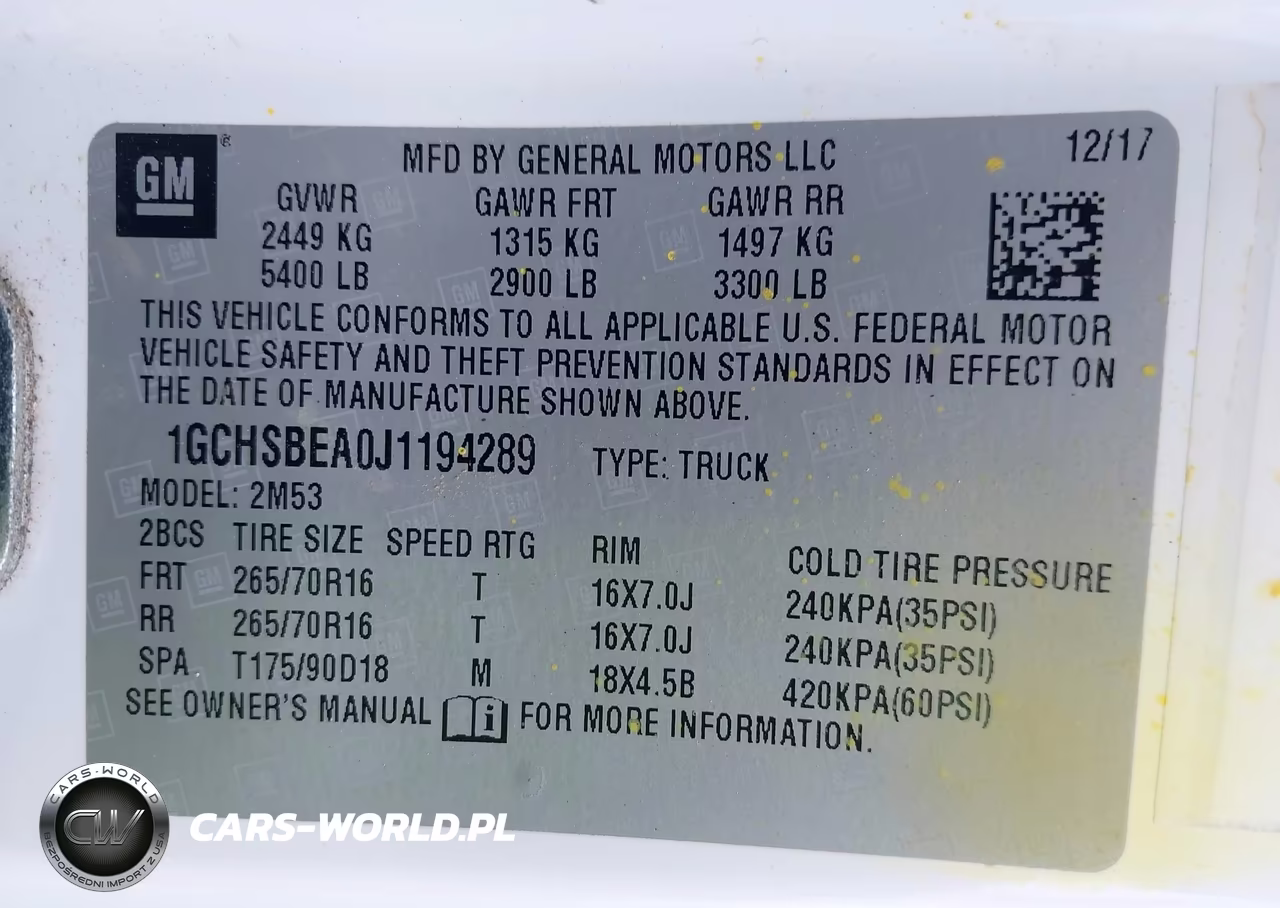 2018 Chevrolet Colorado Wt VIN:1GCHSBEA0J1194289 - 9
