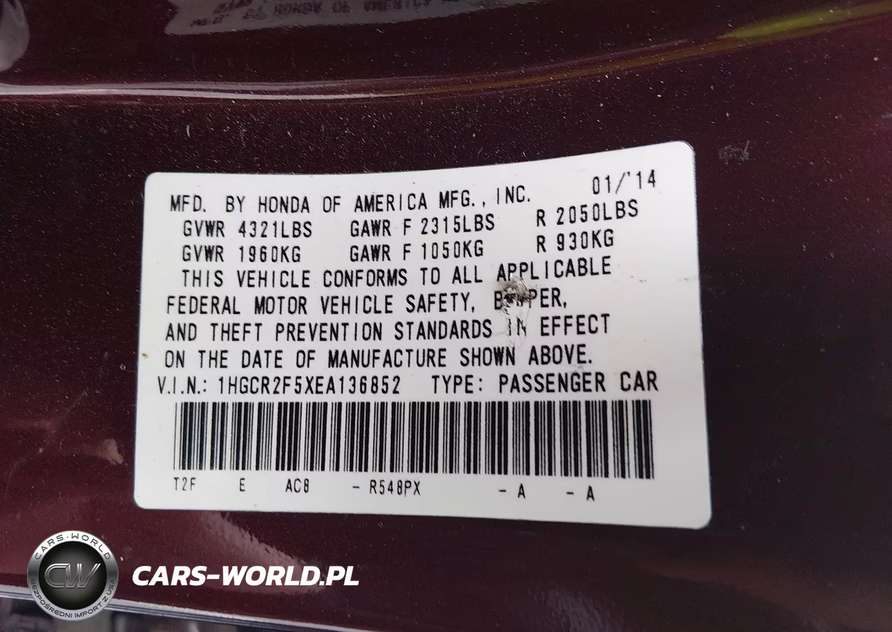 2014 Honda Accord Sport VIN:1HGCR2F5XEA136852 - 9