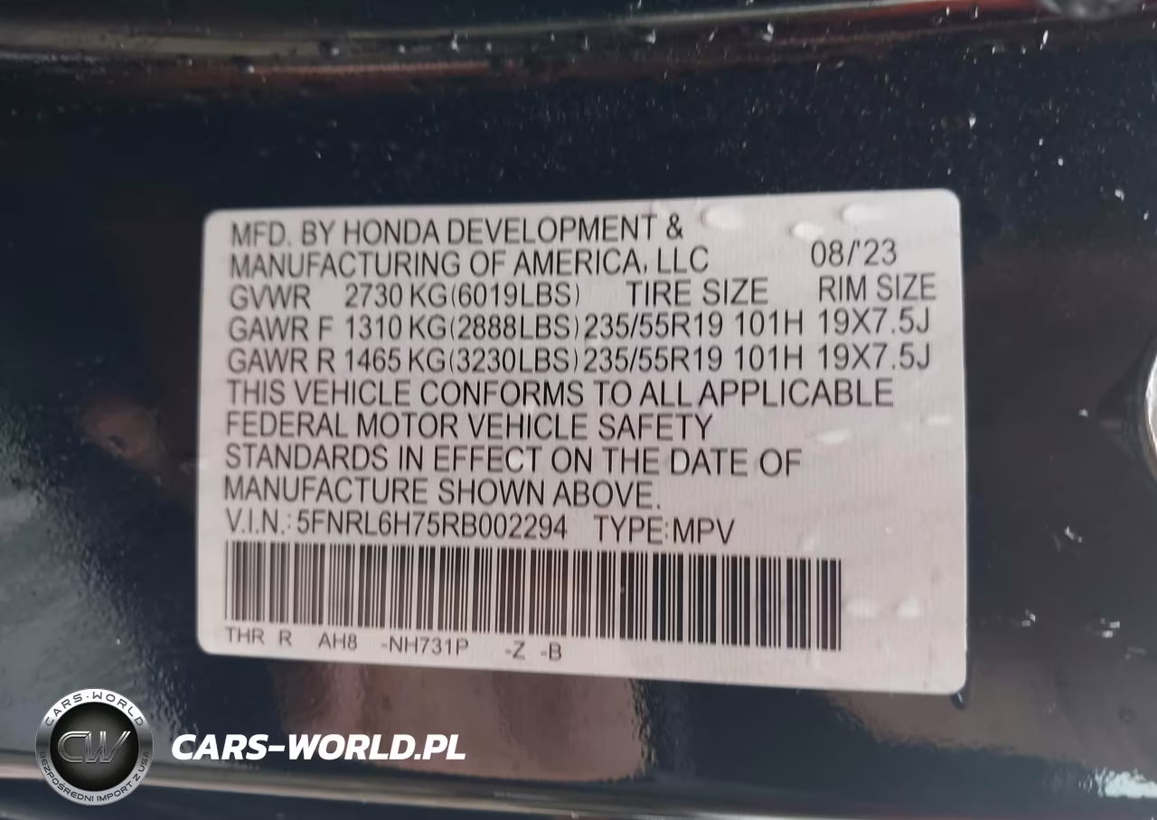2024 Honda Odyssey Sport VIN:5FNRL6H75RB002294 - 9