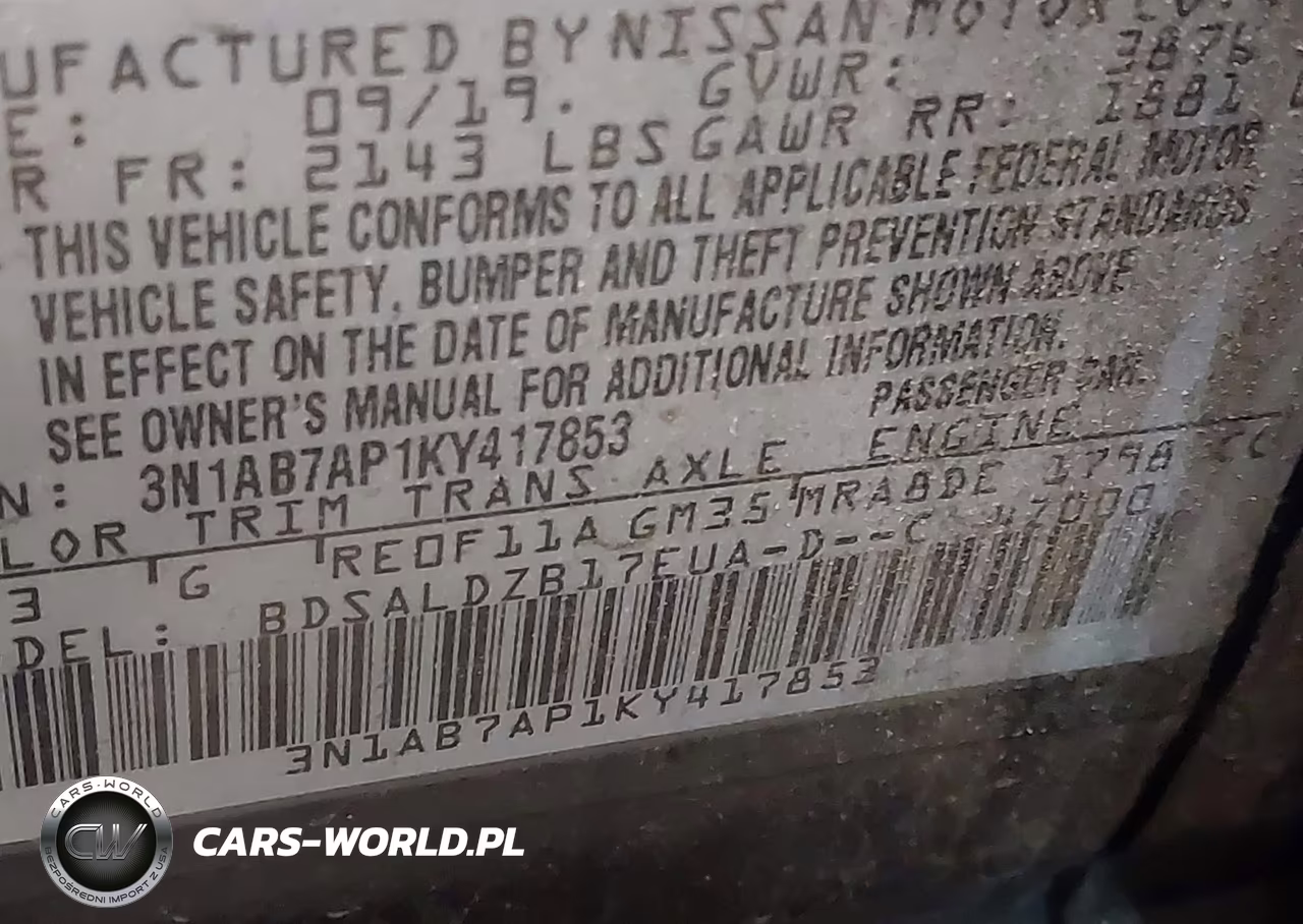 2019 Nissan Sentra Sv VIN:3N1AB7AP1KY417853 - 9