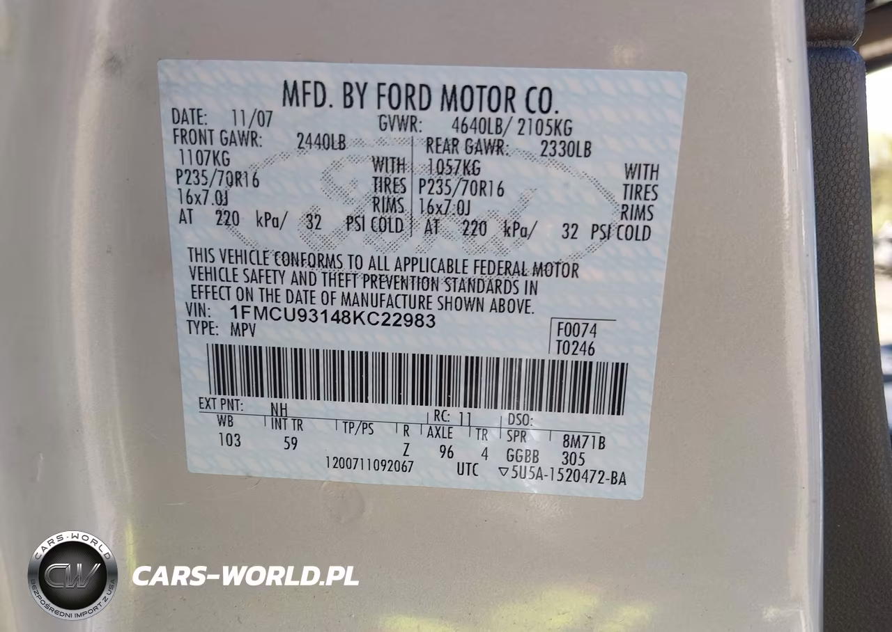 2008 Ford Escape Xlt VIN:1FMCU93148KC22983 - 9