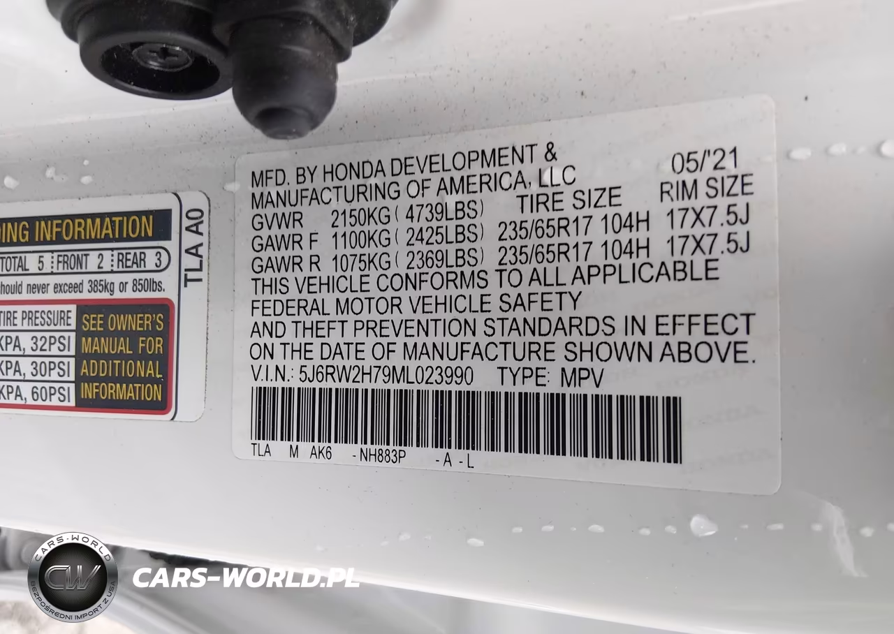 2021 Honda Cr-V Awd Special Edition VIN:5J6RW2H79ML023990 - 9
