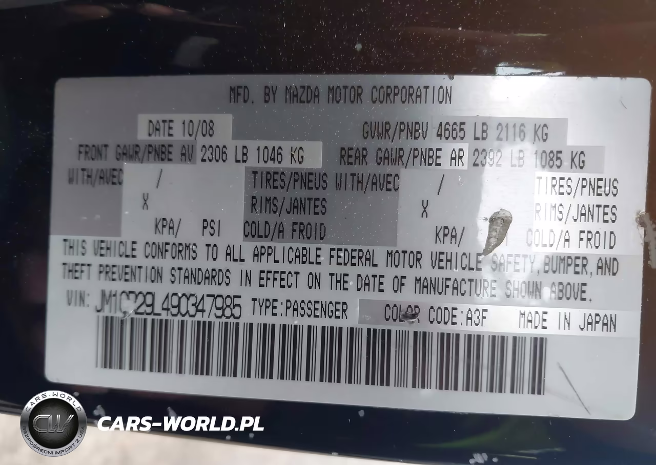 2009 Mazda Mazda5 Sport VIN:JM1CR29L490347985 - 9