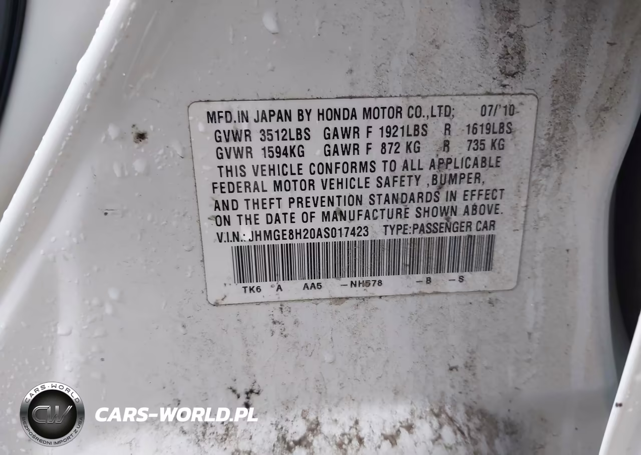 2010 Honda Fit VIN:JHMGE8H20AS017423 - 9