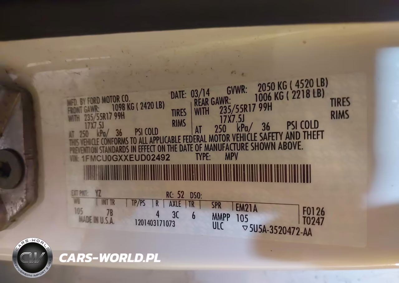 2014 Ford Escape Se VIN:1FMCU0GXXEUD02492 - 9