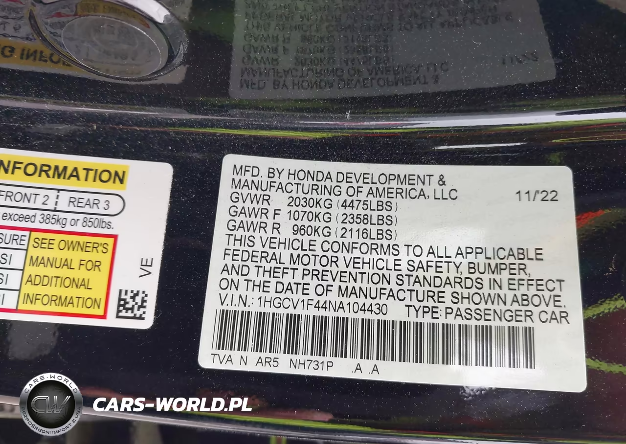 2022 Honda Accord Sport Special Edition VIN:1HGCV1F44NA104430 - 9