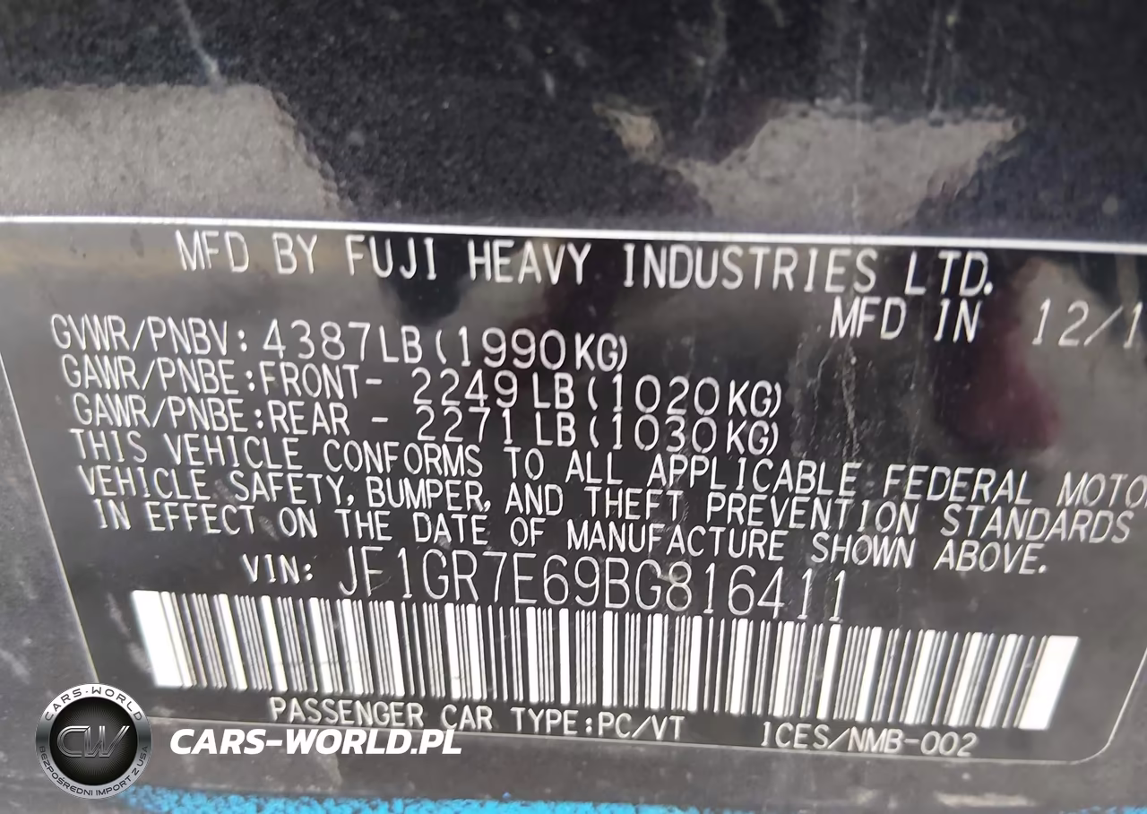 2011 Subaru Impreza Wrx Limited VIN:JF1GR7E69BG816411 - 9