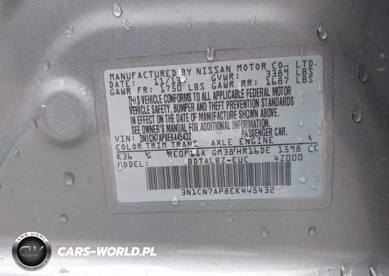 2014 Nissan Versa 1.6 Sv VIN:3N1CN7AP8EK445432 - 9