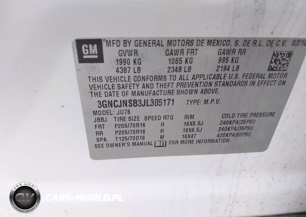 2018 Chevrolet Trax Ls VIN:3GNCJNSB3JL305171 - 9