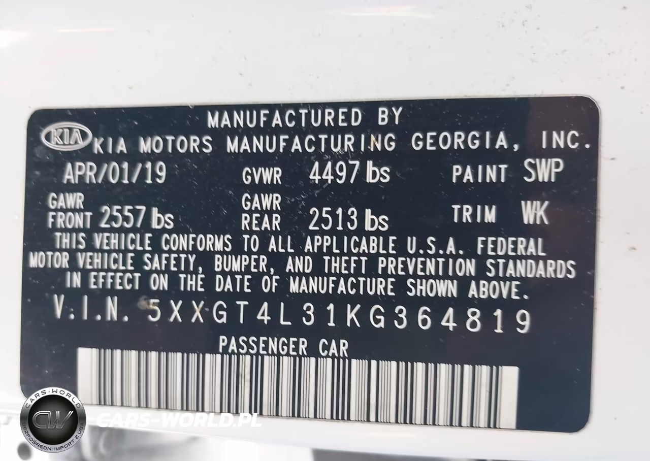 2019 Kia Optima Lx VIN:5XXGT4L31KG364819 - 9