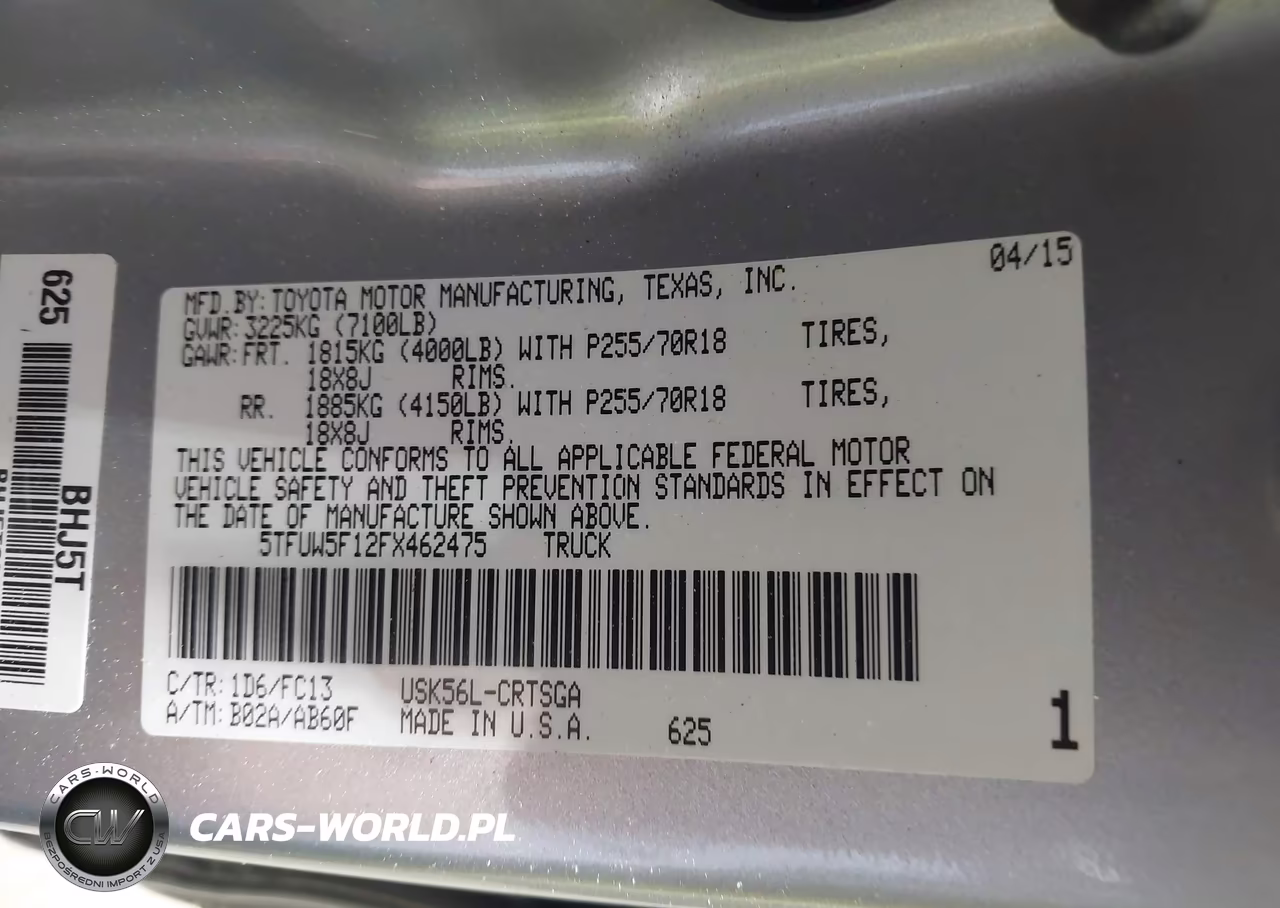 2015 Toyota Tundra Sr5 5.7L V8 VIN:5TFUW5F12FX462475 - 9