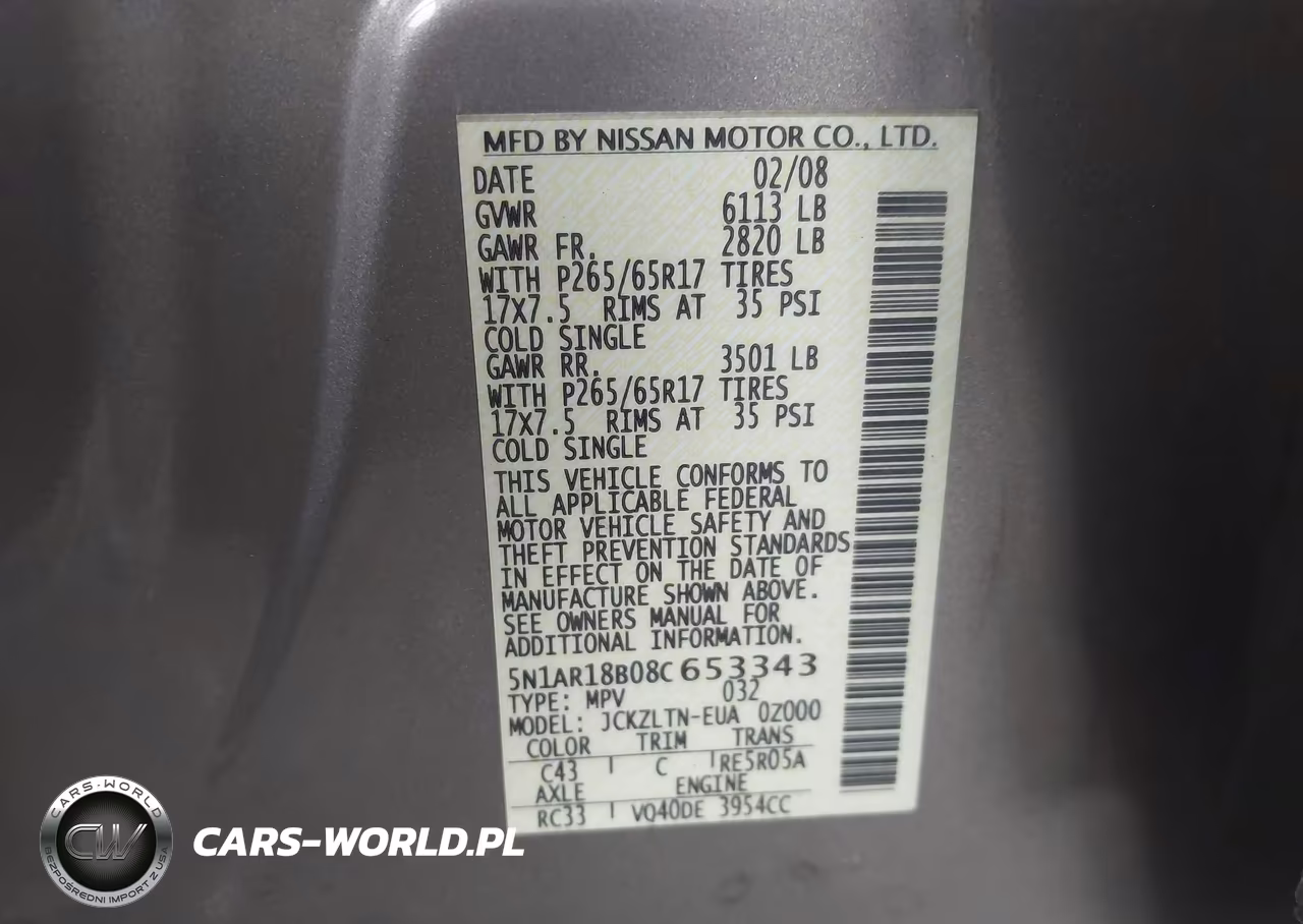 2008 Nissan Pathfinder Se VIN:5N1AR18B08C653343 - 9