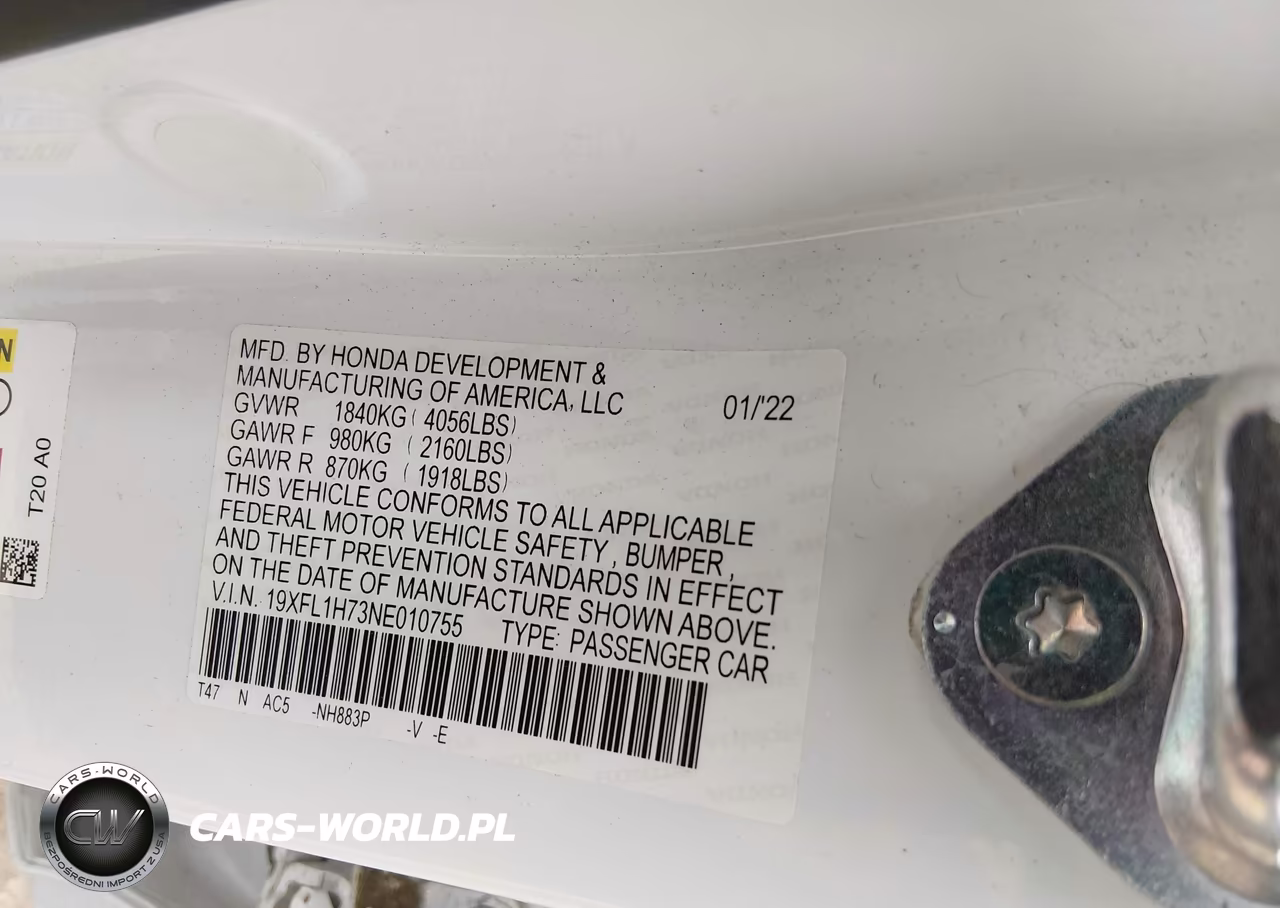 2022 Honda Civic Ex-L VIN:19XFL1H73NE010755 - 9