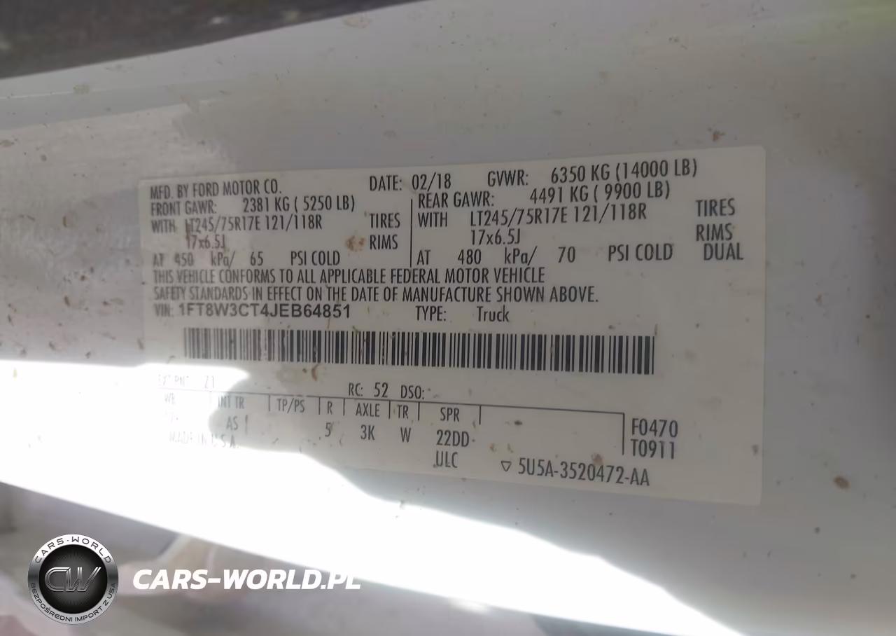 2018 Ford F-350 Xl VIN:1FT8W3CT4JEB64851 - 8