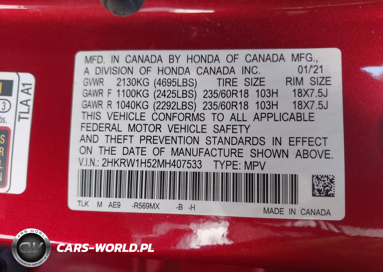 2021 Honda Cr-V 2Wd Ex VIN:2HKRW1H52MH407533 - 9