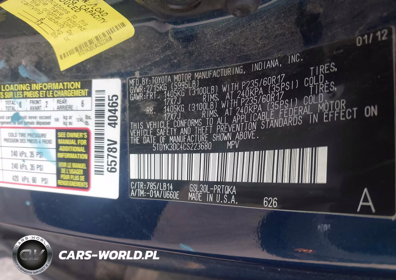 2012 Toyota Sienna Xle V6 8 Passenger VIN:5TDYK3DC4CS223680 - 9