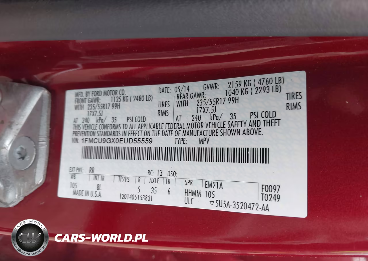 2014 Ford Escape Se VIN:1FMCU9GX0EUD55559 - 9