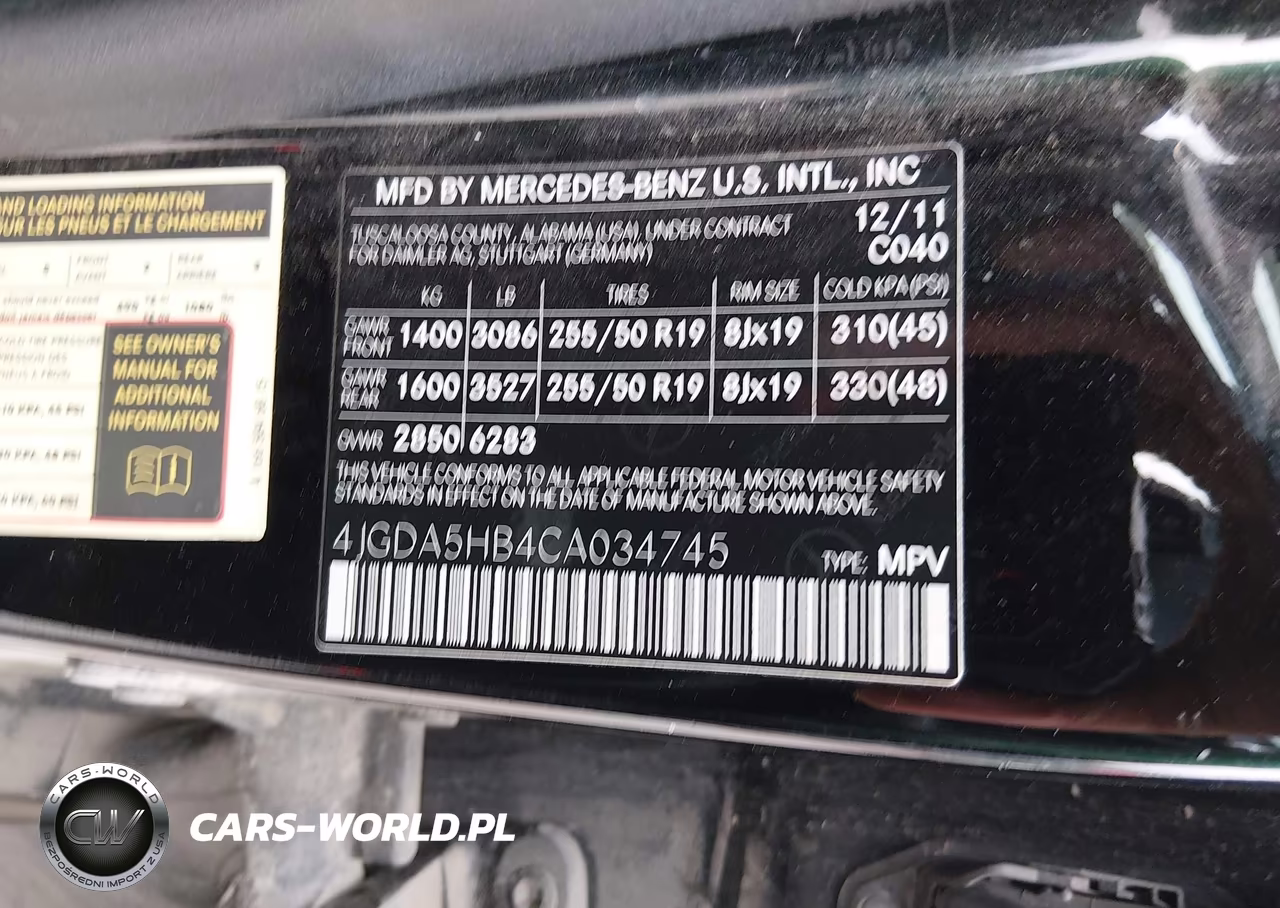2012 Mercedes-Benz Ml 350 4Matic VIN:4JGDA5HB4CA034745 - 9