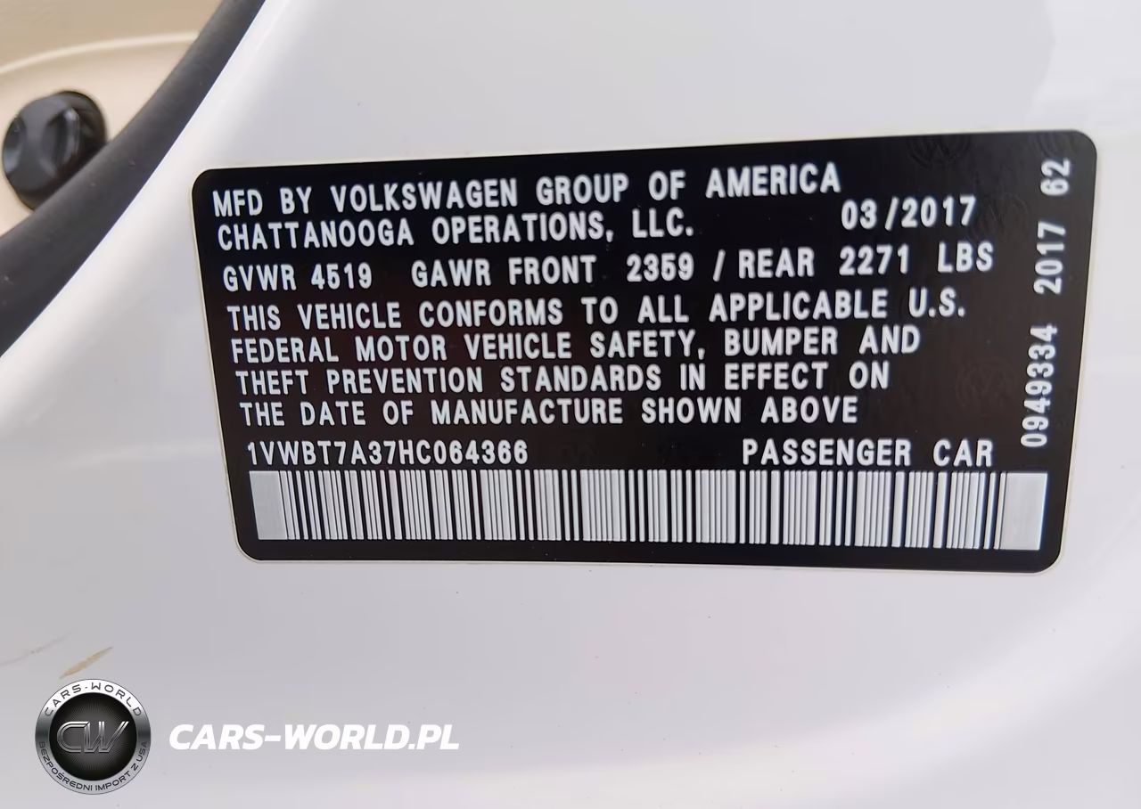 2017 Volkswagen Passat 1.8T Se VIN:1VWBT7A37HC064366 - 9