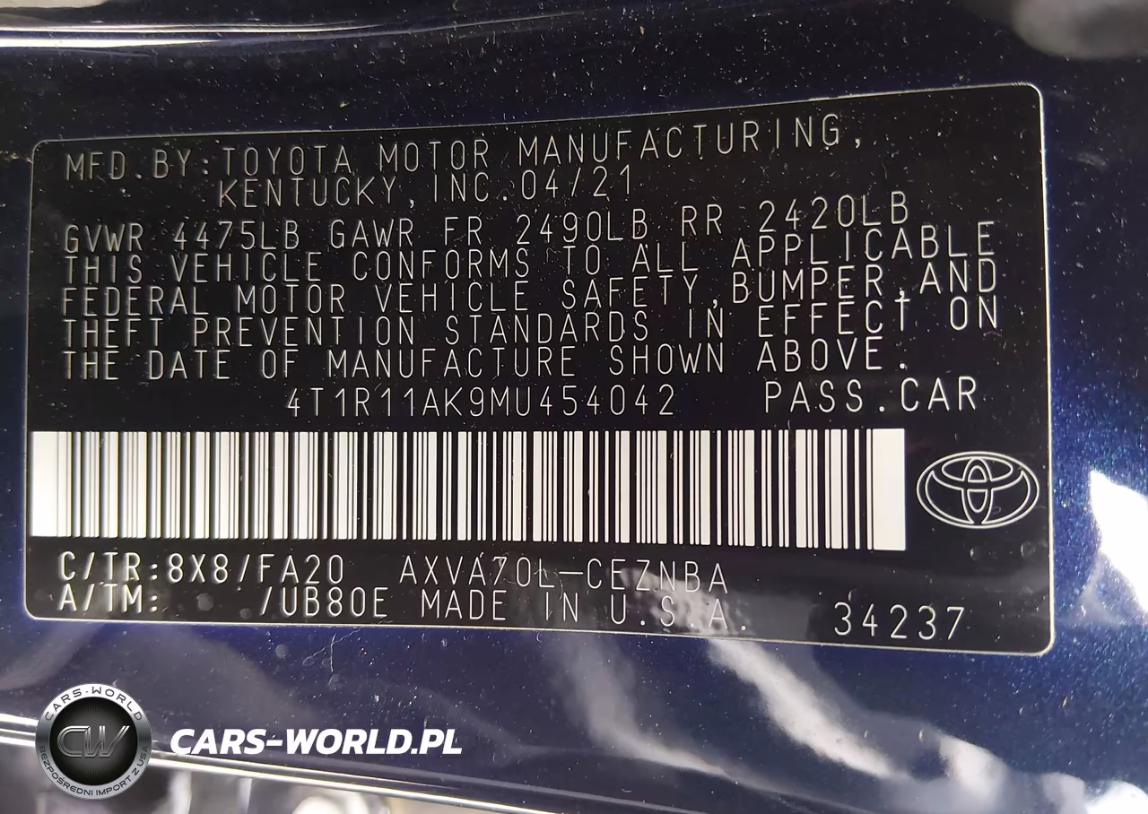 2021 Toyota Camry Le VIN:4T1R11AK9MU454042 - 9
