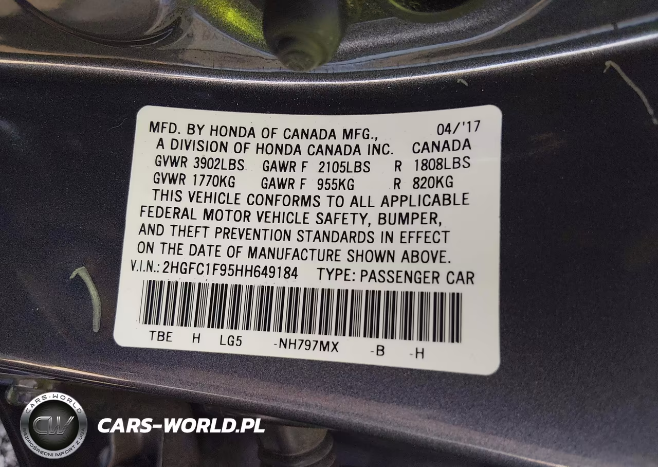 2017 Honda Civic Touring VIN:2HGFC1F95HH649184 - 9