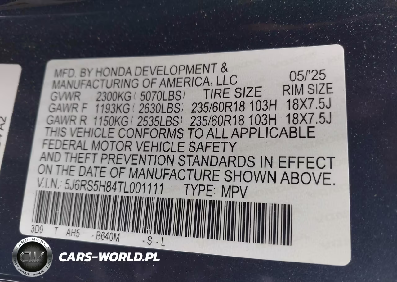 2026 Honda Cr-V Hybrid 2Wd Sport-L VIN:5J6RS5H84TL001111 - 9